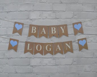 PERSONALISED BLUE baby shower bunting.  Or another colour to match the special celebration.