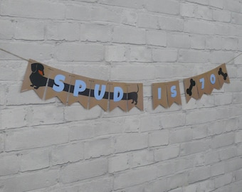 Dachshund Sausage Dog Birthday Bunting, Pet Decoration.  BLACK SMOOTH