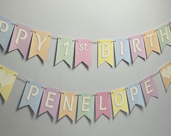 Pastel multi colour 1st birthday bunting