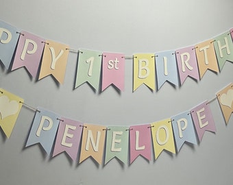 Personalised PASTEL BIRTHDAY BUNTING.