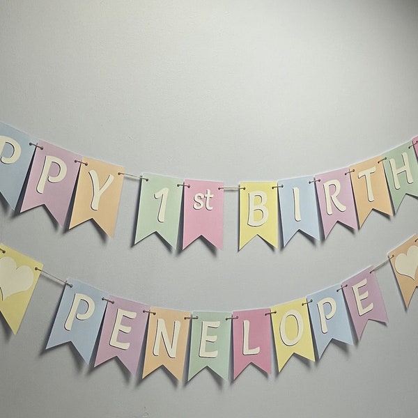 Personalised PASTEL BIRTHDAY BUNTING.