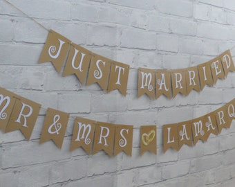 Just Married MR & MRS Wedding Bunting Banner.  Next day posting.