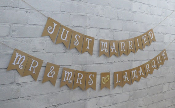 Just Married MR & MRS Wedding Bunting Banner.  Next day posting.