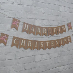 Personalised Christening Bunting.  Choose your font and theme pennants