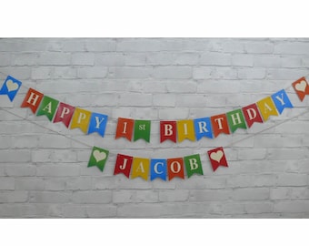 Personalised MULTI COLOURED BUNTING For Birthdays.  Posted within 1 day of order.
