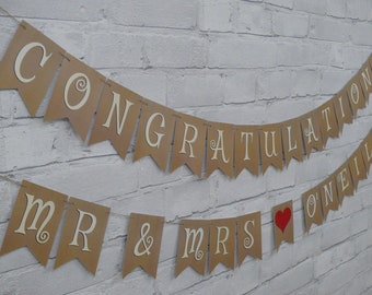 MR & MRS Congratulations Wedding Bunting Banner.  Next day posting.