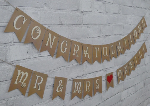 MR & MRS Congratulations Wedding Bunting Banner.  Next day posting.