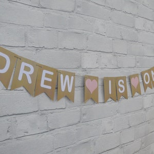 Personalised 1st birthday first birthday bunting banner, blue.
