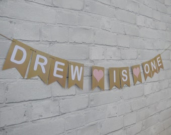 Personalised 1st birthday first birthday bunting banner, blue.