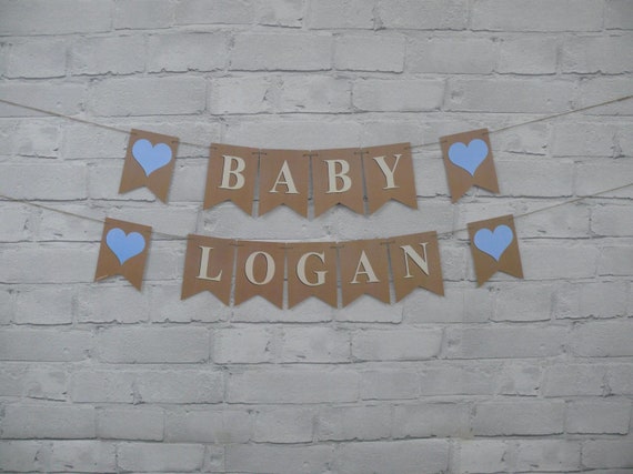 PERSONALISED BLUE baby shower bunting.  Or another colour to match the special celebration.