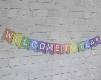 Welcome to Year One Bunting, Rainbow Classroom Decor