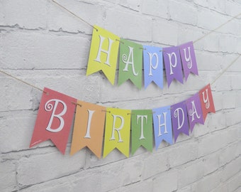 Personalized Rainbow Birthday Bunting, Party Decor