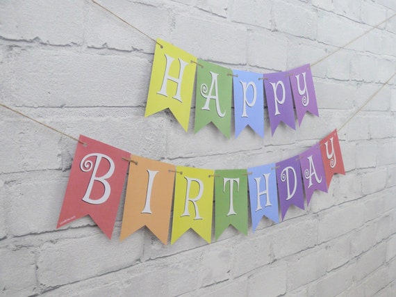 Personalized Rainbow Birthday Bunting, Party Decor