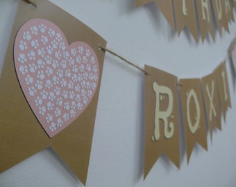 Personalized Dog Birthday Bunting: Paw Print Party Decor