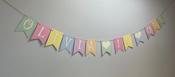 Pastel birthday bunting banner