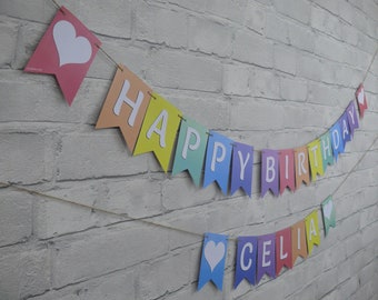 Personalized Rainbow Birthday Bunting: Party Decoration