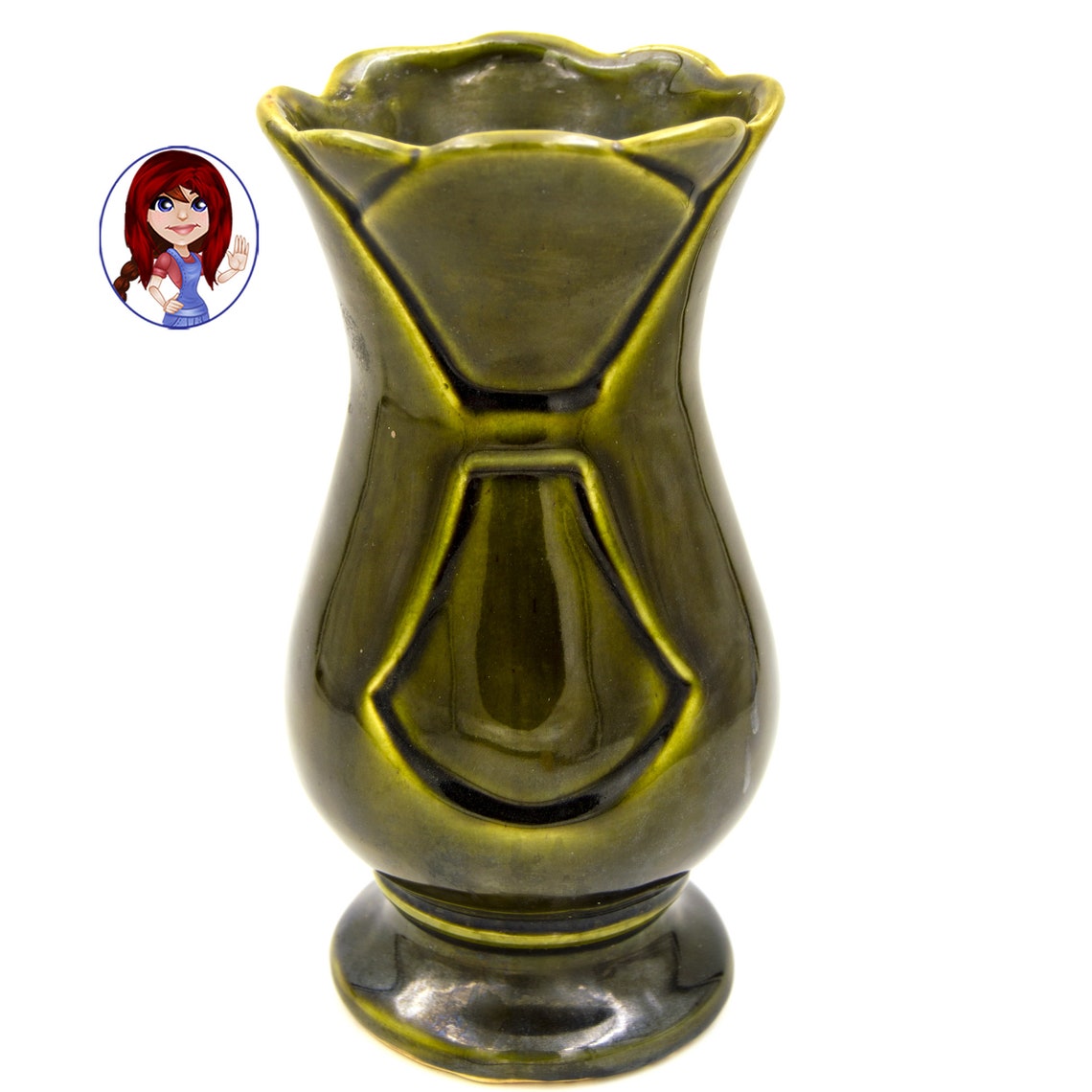 Brush Mccoy Pottery Vintage Large 8 Green Pedestal Vase - Etsy