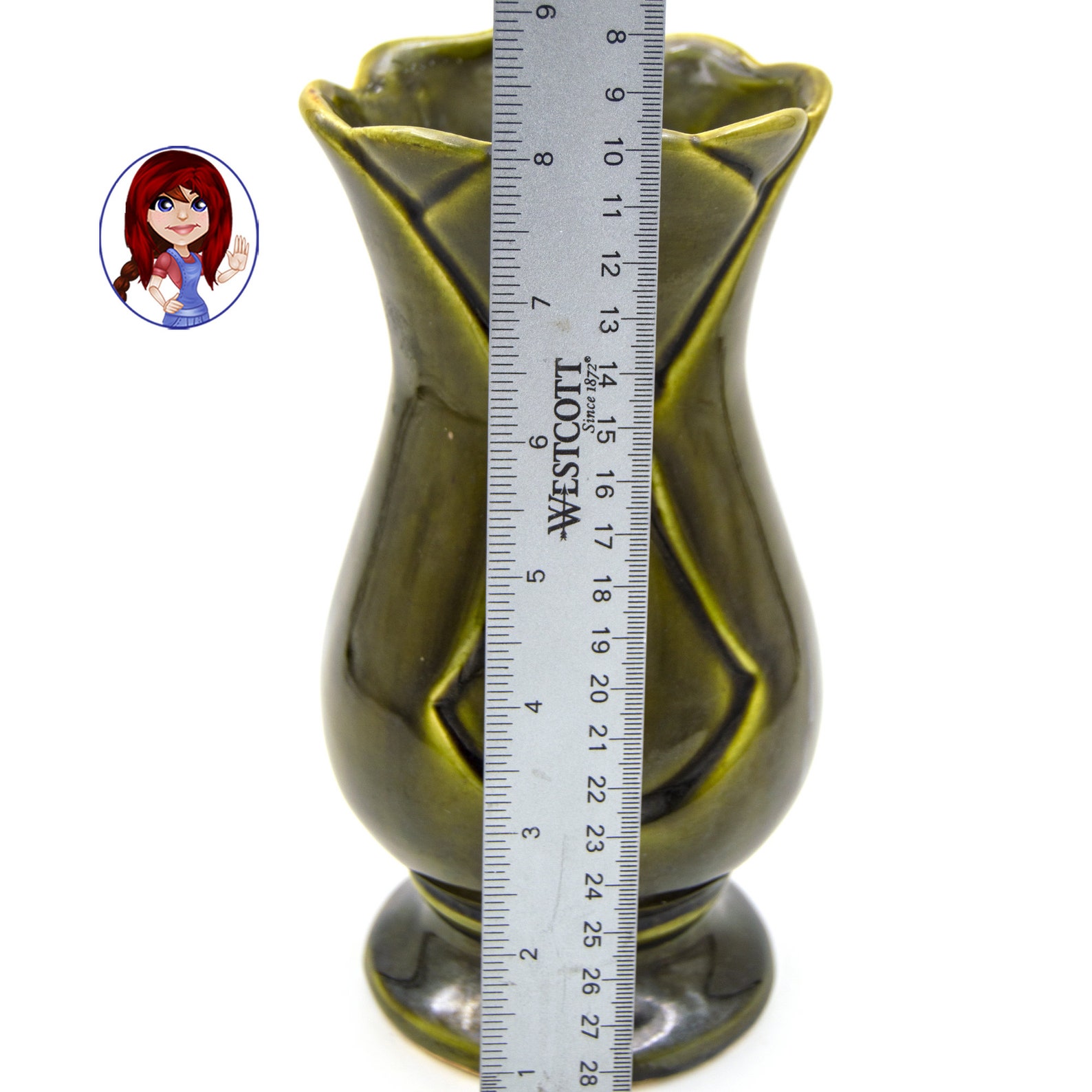 Brush Mccoy Pottery Vintage Large 8 Green Pedestal Vase - Etsy