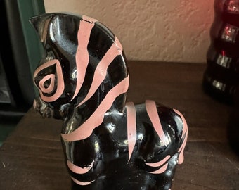 Vintage Redware pink striped zebra MCM 1950’s