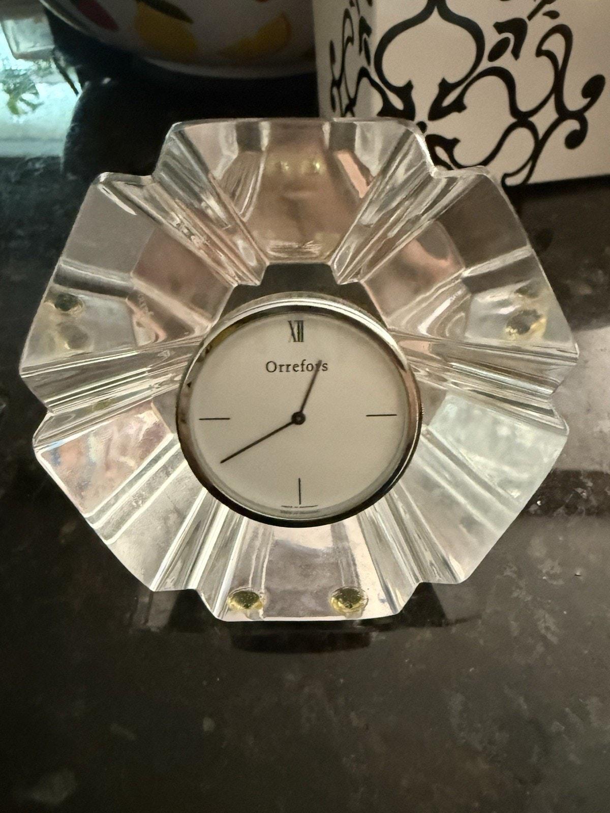 Orrefors オレフォス　クリスタル　置き時計 Orrefors Crystal Desk Clock - Etsy