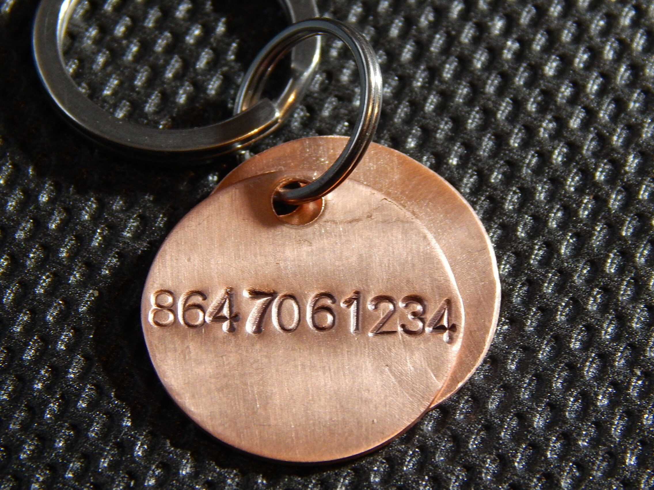 Textured Coin Tag Hand Stamped Personalized Custom Pet ID Etsy
