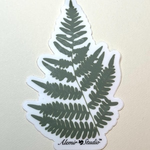Pegatina de helecho verde, pegatina para botella de agua, pegatina para portátil, pegatina para teléfono, pegatina botánica, pegatina de naturaleza, pegatina troquelada, pegatina artística