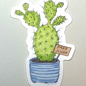Adesivo Cactus Divertente Adesivo Bottiglia d'Acqua Adesivo per Laptop Adesivo per Telefono Adesivo Disegnato a Mano Adesivo Divertente Adesivo Pianta Arte Cactus