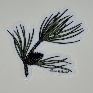 Pegatina botánica, pegatina de piña, pegatina de arte original dibujada a mano, pegatina de naturaleza, pegatina de botella de agua, pegatina para portátil, calcomanía para teléfono.