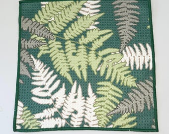Paño de cocina con diseño de helecho verde / Trapo de cocina con arte botánico original