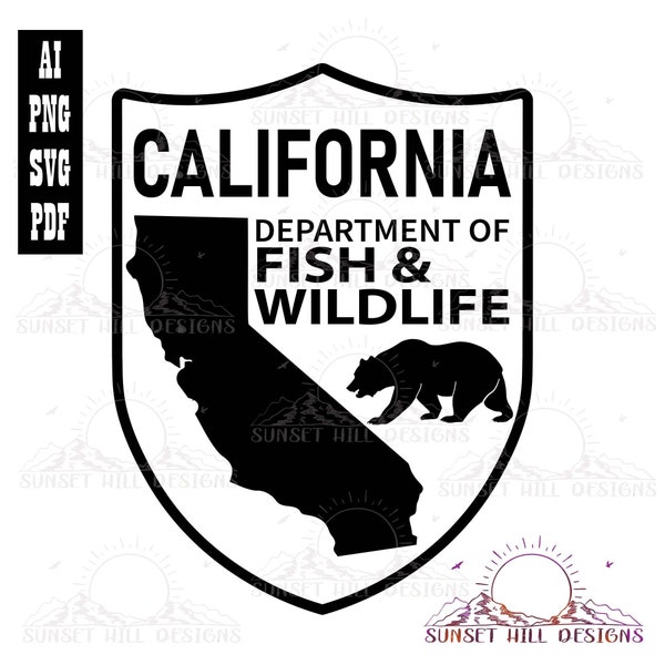 California Fish and Wildlife Patch Vector Artwork - California Fish and Game - Instant Download