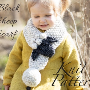 KNITTING PATTERN: Black Sheep Scarf Knit Pattern,Animal Toddler/Child Scarf Knitting Pattern,Sheep Scarf Knit Pattern,Lamb Knit Pattern