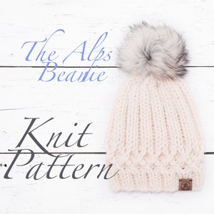 KNITTING PATTERN: The Alps Beanie Knit Pattern, Hat Knitting Pattern, Cable Knit Pattern, Beanie Hat Knit Pattern, Winter Hat Pattern