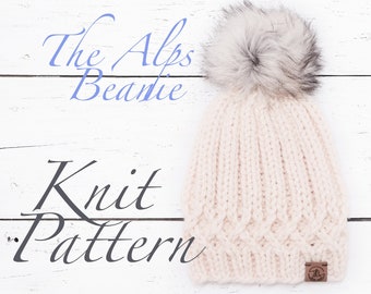 STRICKMUSTER: Die Alpen Beanie Strickmuster, Mütze Strickmuster, Zopfmuster, Beanie Mütze Strickmuster, Wintermütze Muster