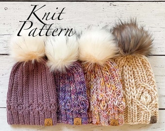 KNITTING PATTERN: The Rosebud Beanie //Knit Hat Pattern,Knitting Pattern,Super Bulky/Bulky/Light Bulky/Worsted Knit Pattern,Instant Download