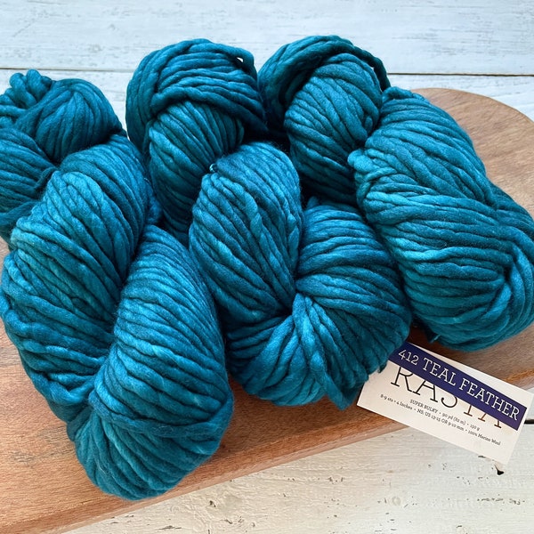 Malabrigo RASTA - TEAL FEATHER |Super Bulky Yarn, Single Ply, 100% Merino Wool, Malabrigo Yarn, Gift for Knitters or Crocheters