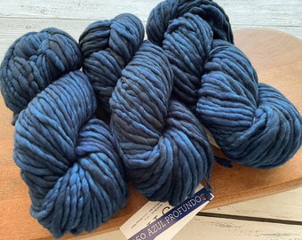 Malabrigo RASTA - AZUL PROFUNDO /Hilo Super Bulky, Single Ply, 100% Lana Merino, Hilo Malabrigo, Regalo para Tejedores o Ganchillos