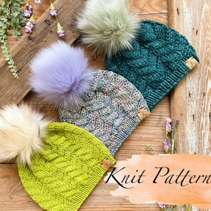 KNITTING PATTERN: The Riverrun Beanie / Beginner Knit Hat Pattern - Worsted, Light Bulky, Bulky/Light Super Bulky, Instant Download