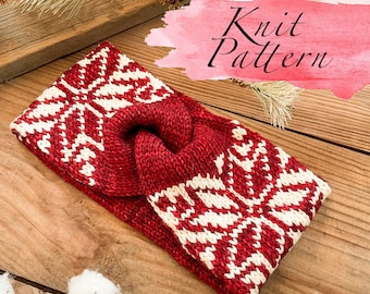 KNITTING PATTERN: Dreaming Of Snow Headband / Knit Ear Warmer Pattern, Holiday Stranded Colorwork Knitting Patterns ,Worsted Knit Pattern