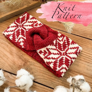 KNITTING PATTERN: Dreaming Of Snow Headband / Knit Ear Warmer Pattern, Holiday Stranded Colorwork Knitting Patterns ,Worsted Knit Pattern