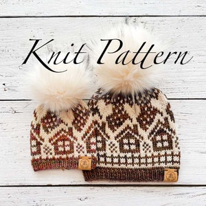 KNITTING PATTERN: The Home Sweet Home Beanie/Knit Hat Pattern,Adult/Child/Baby Knitting Pattern,Worsted Knit Pattern,Instant Download