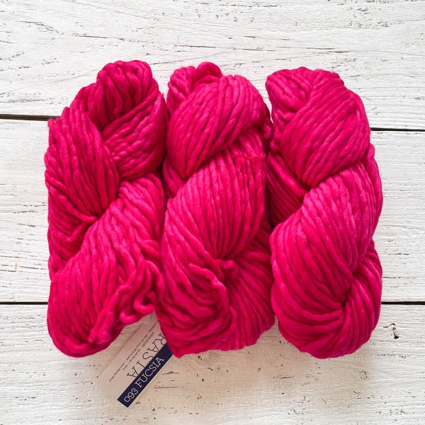 Malabrigo RASTA - FUCSIA |Super Bulky Yarn, Single Ply, 100% Merino Wool, Malabrigo Yarn, Gift for Knitters or Crocheters