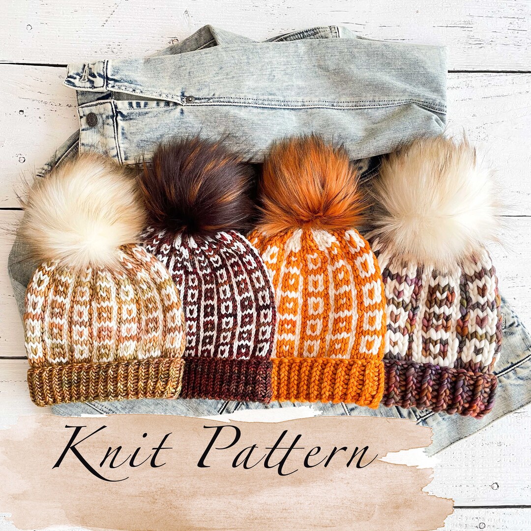 KNITTING PATTERN: the Love Squared Beanie /knit Hat Pattern Worsted ...