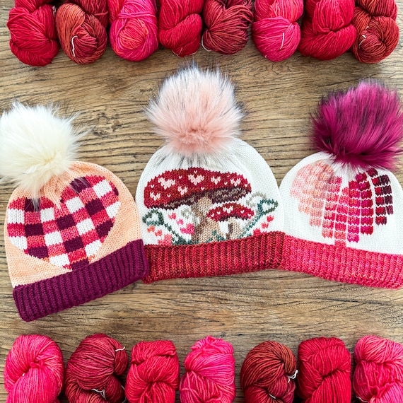 KNITTING PATTERN: Love Heart Beanie Collection/3 Knit Hat  display picture 1