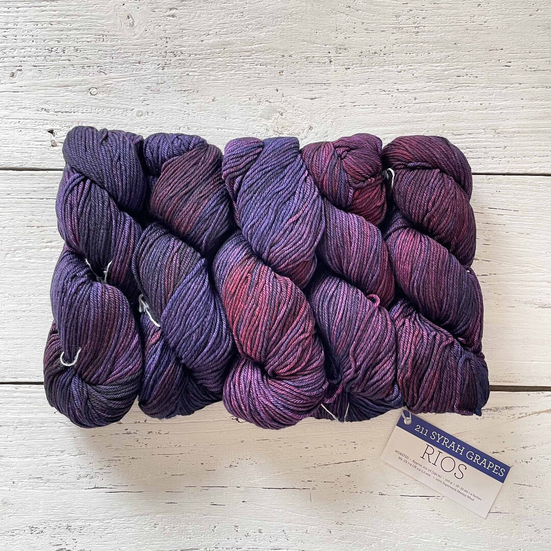 Malabrigo RIOS SYRAH GRAPES Worsted Weight Yarn 4 ,4 Ply, 100