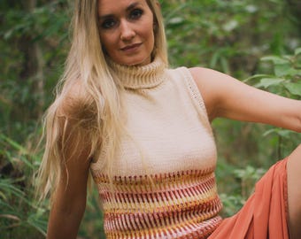 KNITTING PATTERN: Green Mountain Summer Top / Knit Top Pattern, Stranded Colorwork, Worsted/DK Sleeveless Vest Pattern, Instant Download