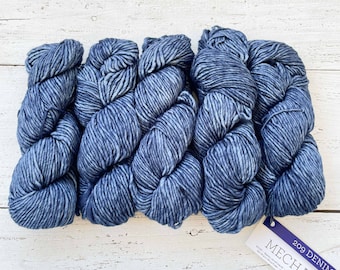 Malabrigo MECHA - DENIM | Bulky Yarn, Single Ply, 100% Superwash Merino Wool, Malabrigo Yarn, Gift for Knitters or Crocheters