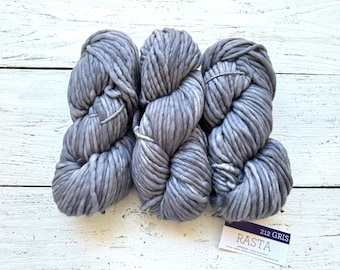 Malabrigo RASTA - GRIS |Super Bulky Yarn, Single Ply, 100% Merino Wool, Malabrigo Yarn, Gift for Knitters or Crocheters