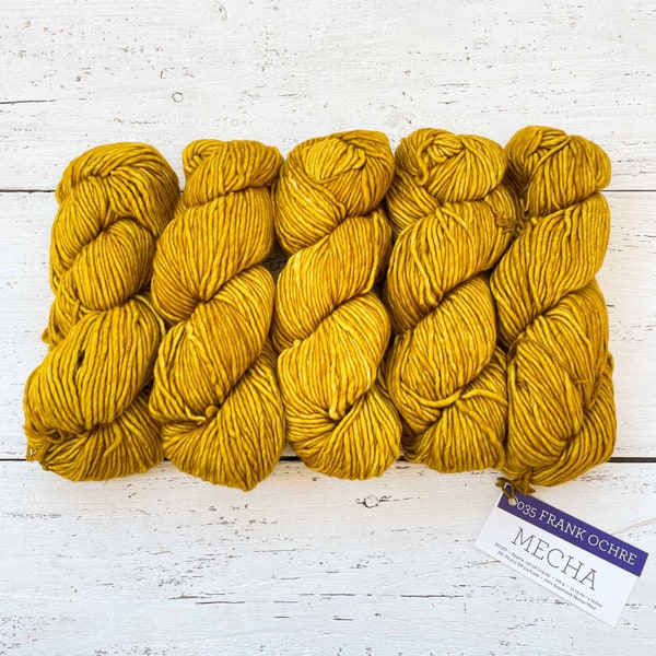 Malabrigo MECHA - FRANK OCHRE | Bulky Yarn, Single Ply, 100% Superwash Merino Wool, Malabrigo Yarn, Gift for Knitters or Crocheters