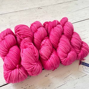 Malabrigo CHUNKY - SHOCKING PINK / Bulky Yarn, 3 Ply, 100% Merino Wool, Malabrigo Yarn,Gift for Knitters Crocheters, Malabrigo Chunky