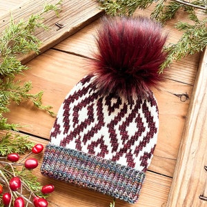 KNITTING PATTERN: The Celtic Cables Beanie /Knit Hat Pattern, Stranded Colorwork, Worsted weight Hat Patterns, Fair Isle, Instant Download